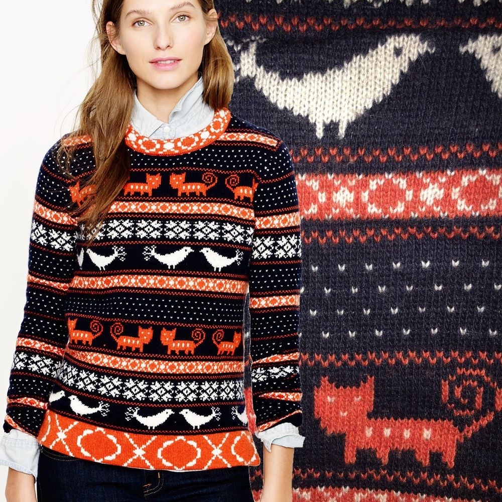 J. Crew Nordic Farmyard Fair Isle Sweater Size M